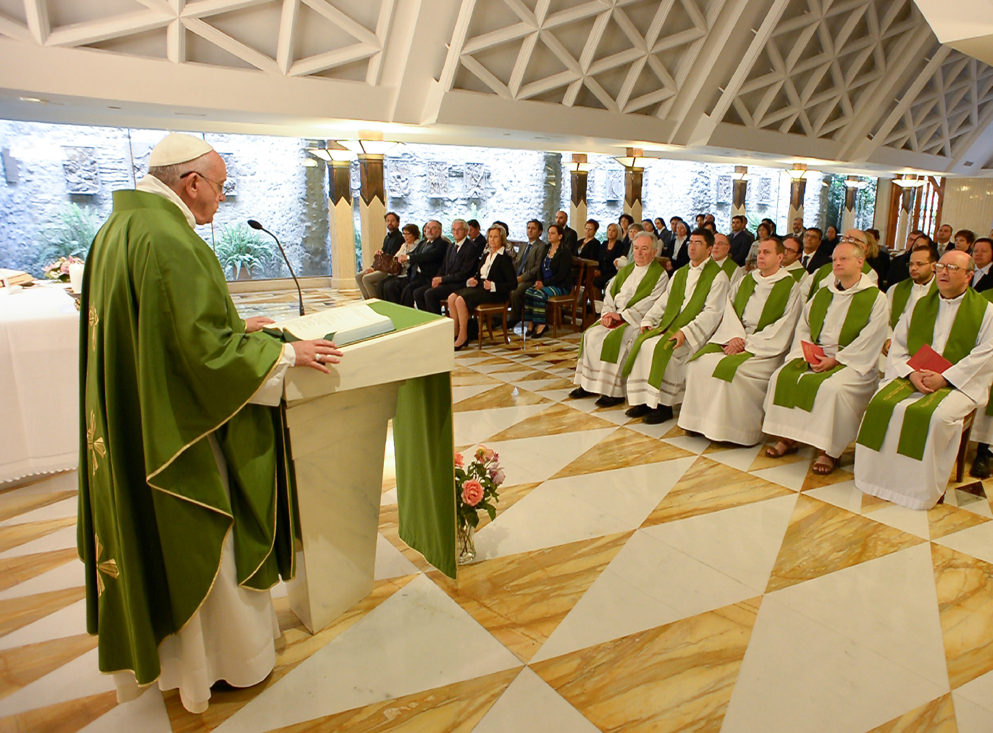 Pope Francis delivers his homily in Santa Marta on Tuesday