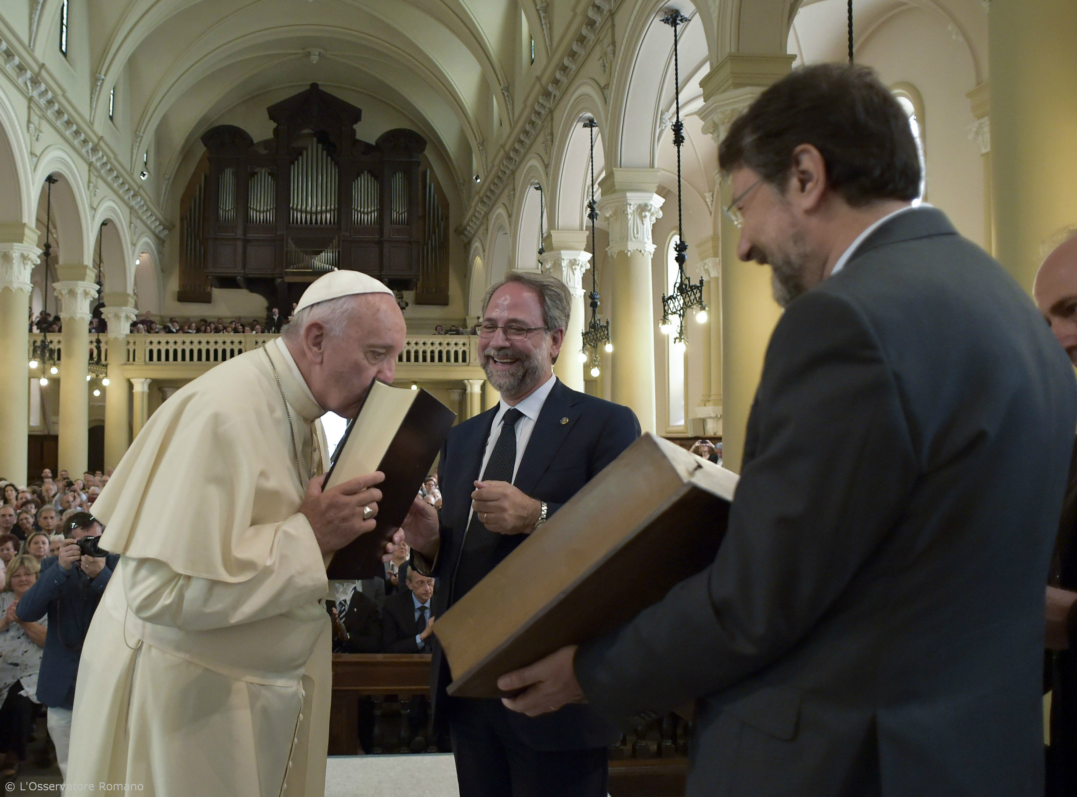 Pope Francis during his encounter with the Evangelical Valdese Church
