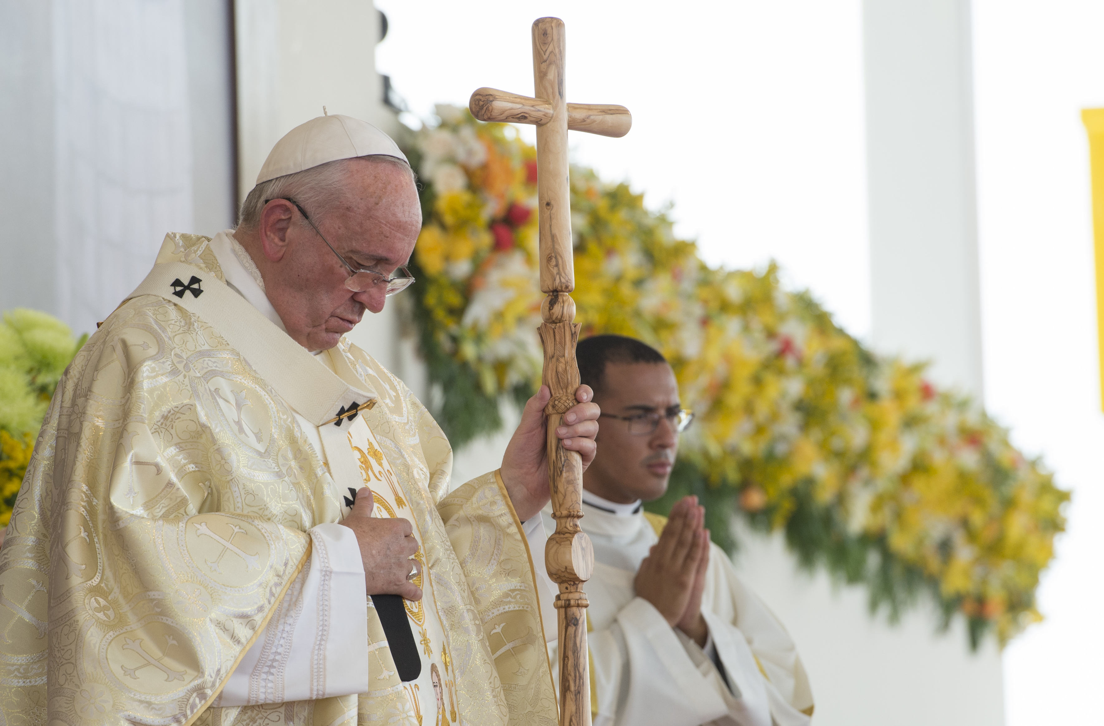 Pope Francis during Mass at the Samanes Park in Guayaquil