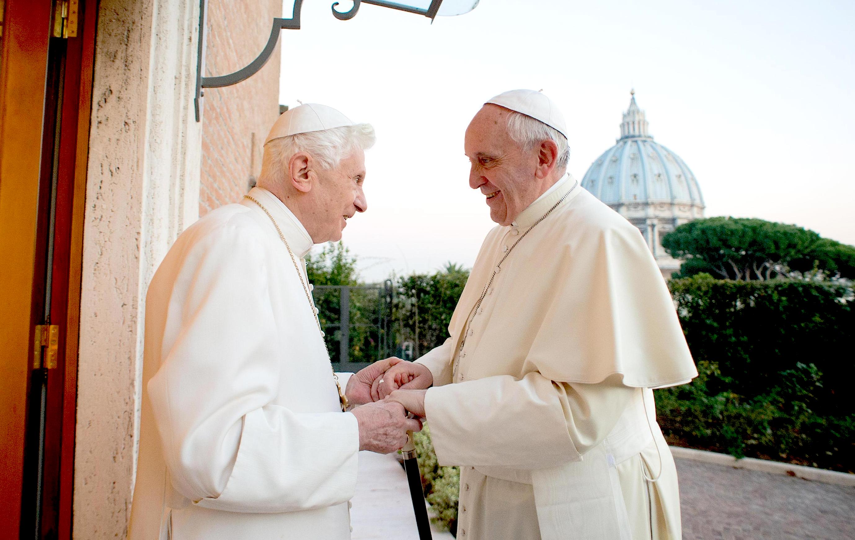 Pope Francis with pope emeritus Benedictus XVI