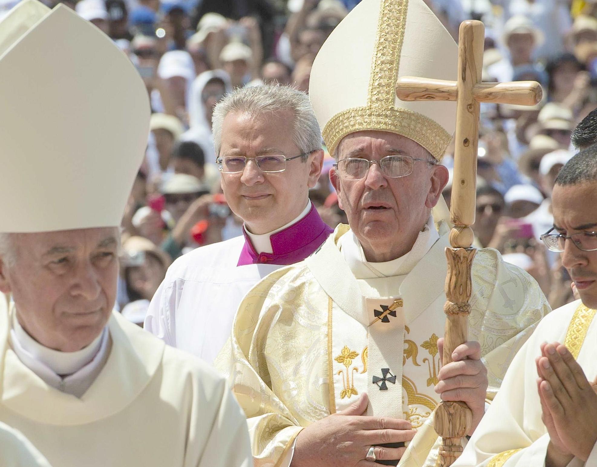 Pope Francis with wooden crozier