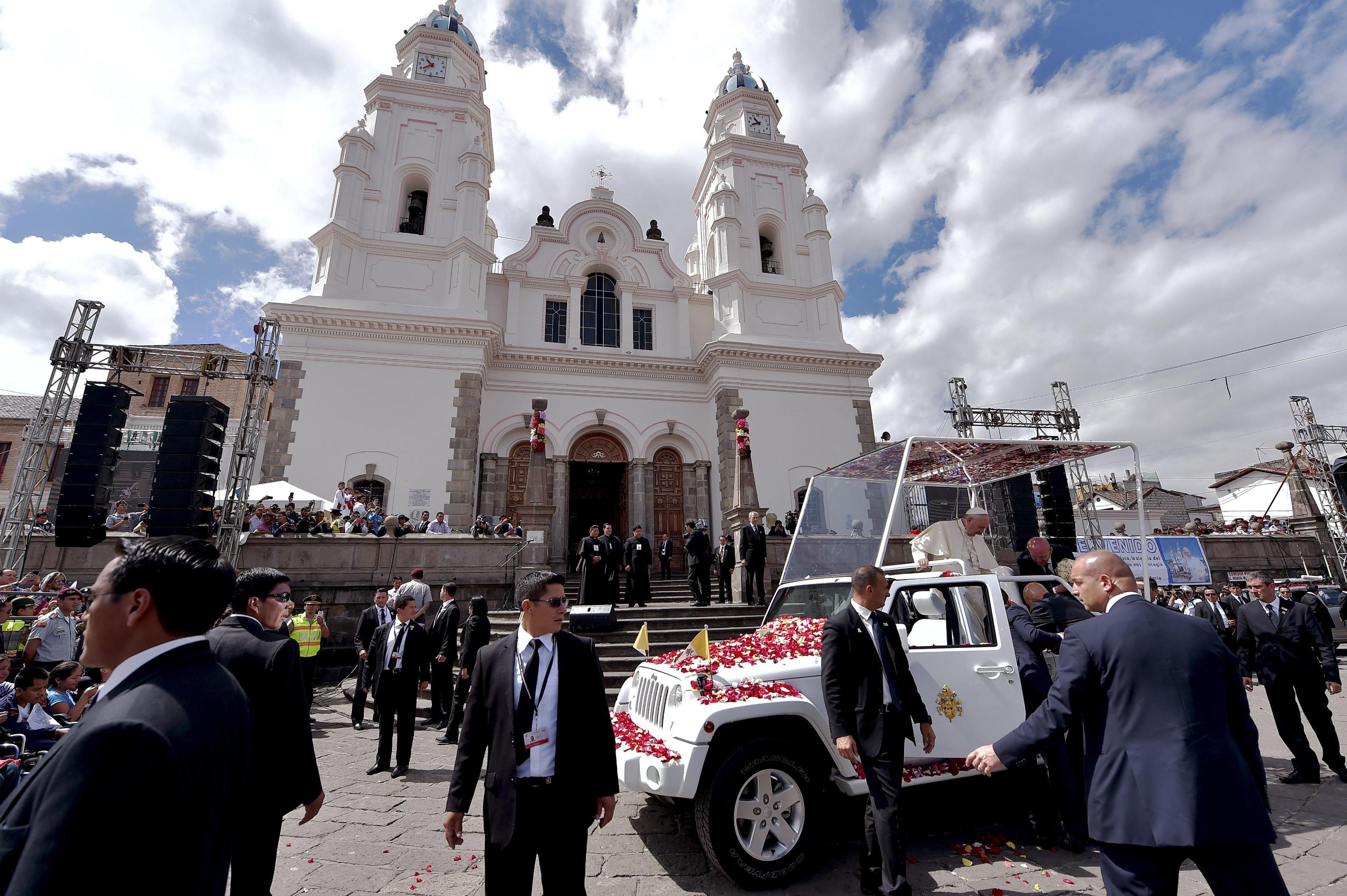Pope Francis during his visit to the National Shrine in El Quinche