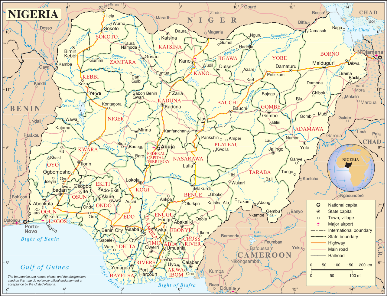 Mapa político de Nigeria © Wikimedia Commons