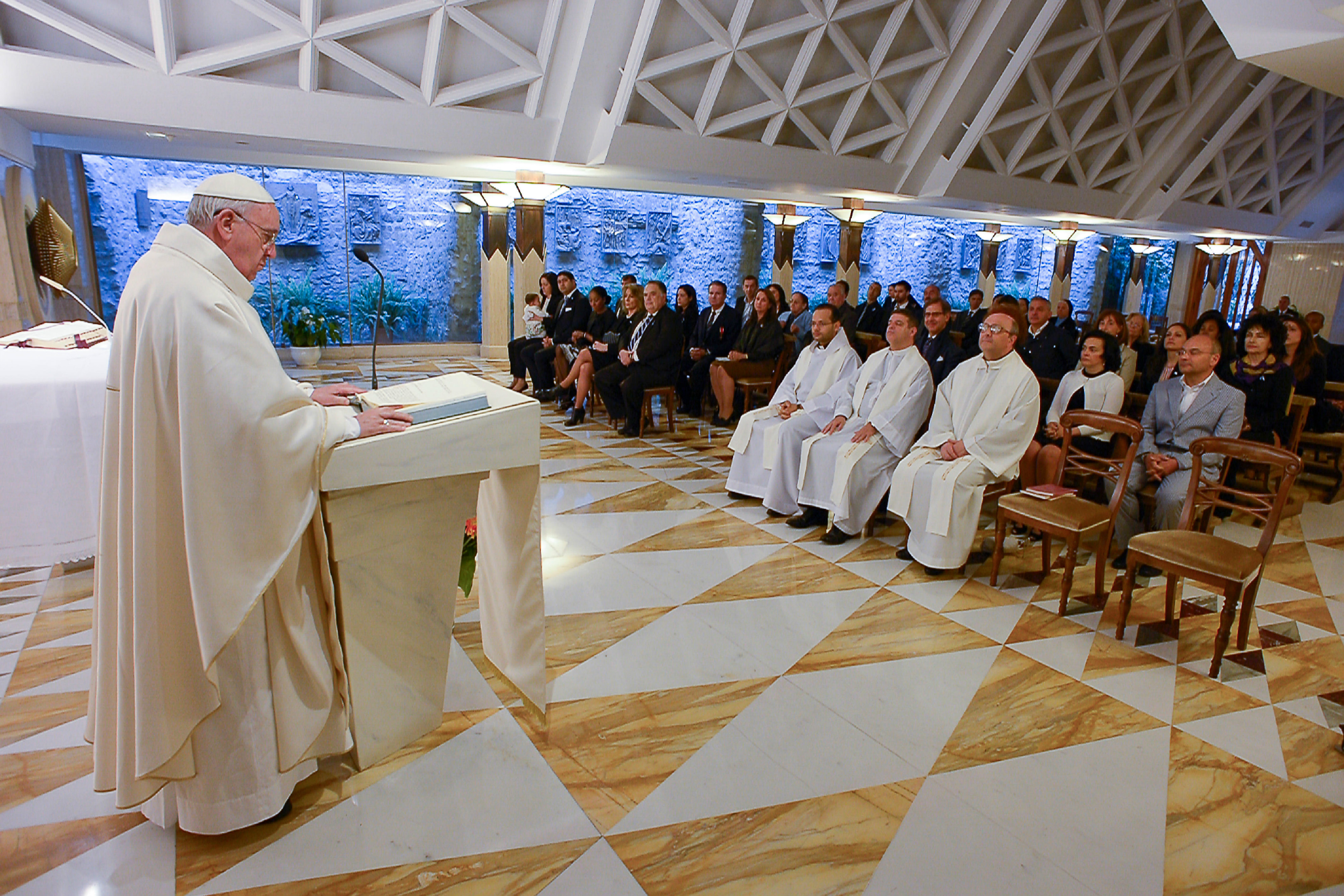 Pope Francis during Mass in Santa Marta on Monday 25th of May 2015