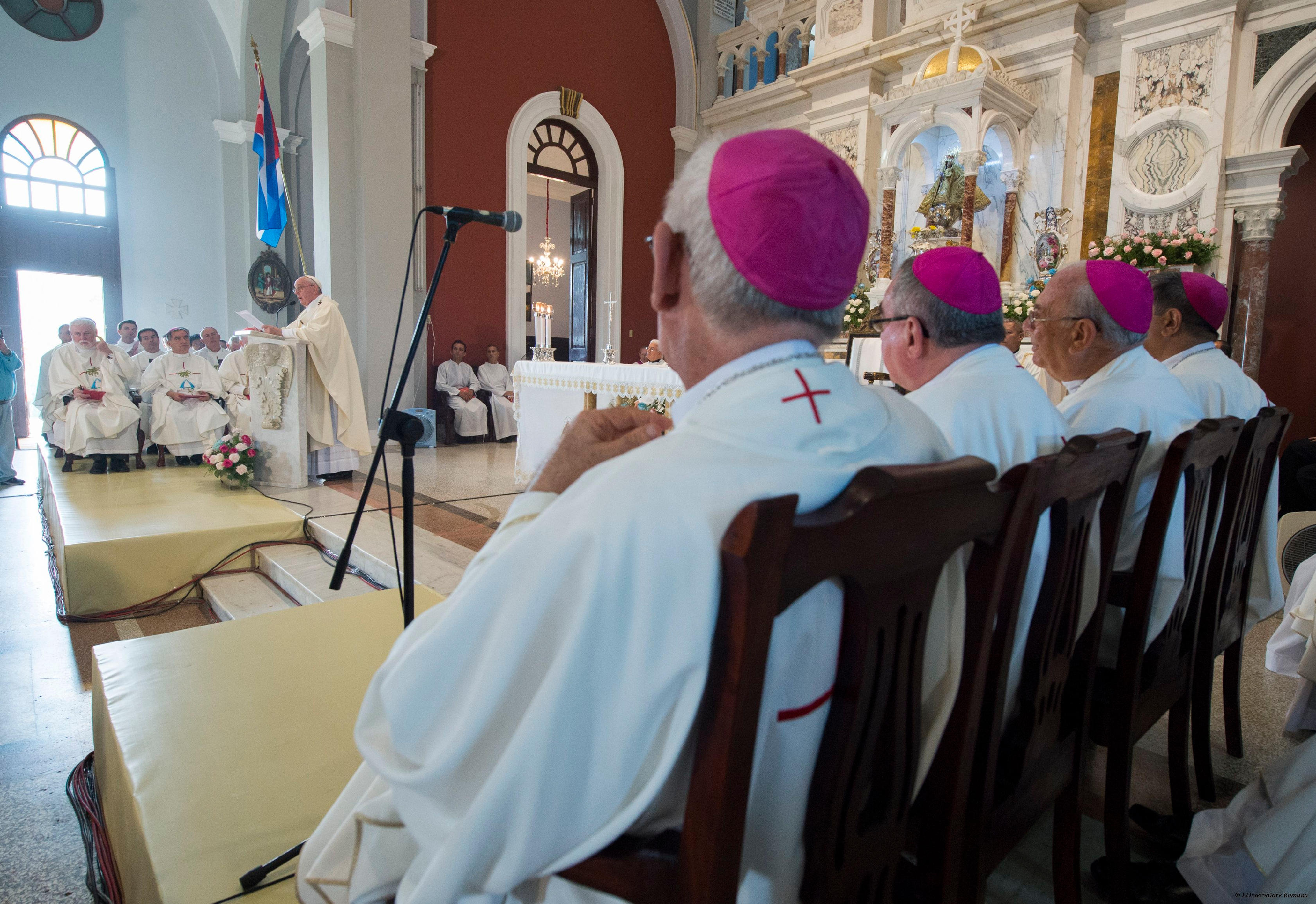 Pope Francis celebrates Mass in the Shrine of Our Lady of Charity of El Cobre