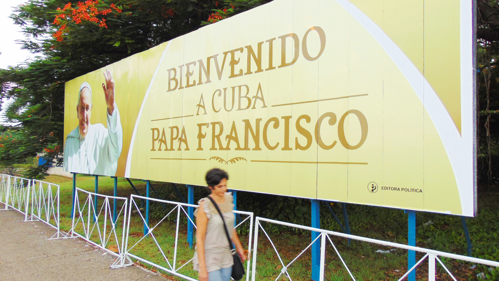 Poster about Pope Francis at Cuba