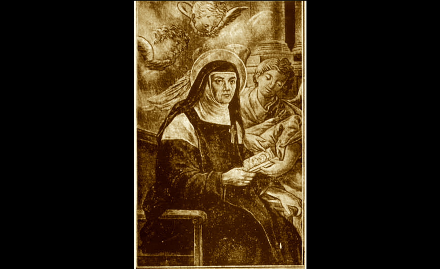 Engraving with Blessed Agnes of Beniganim or Josephine of Saint Agnes, Augustinian nun at Beniganim convent, Valencia