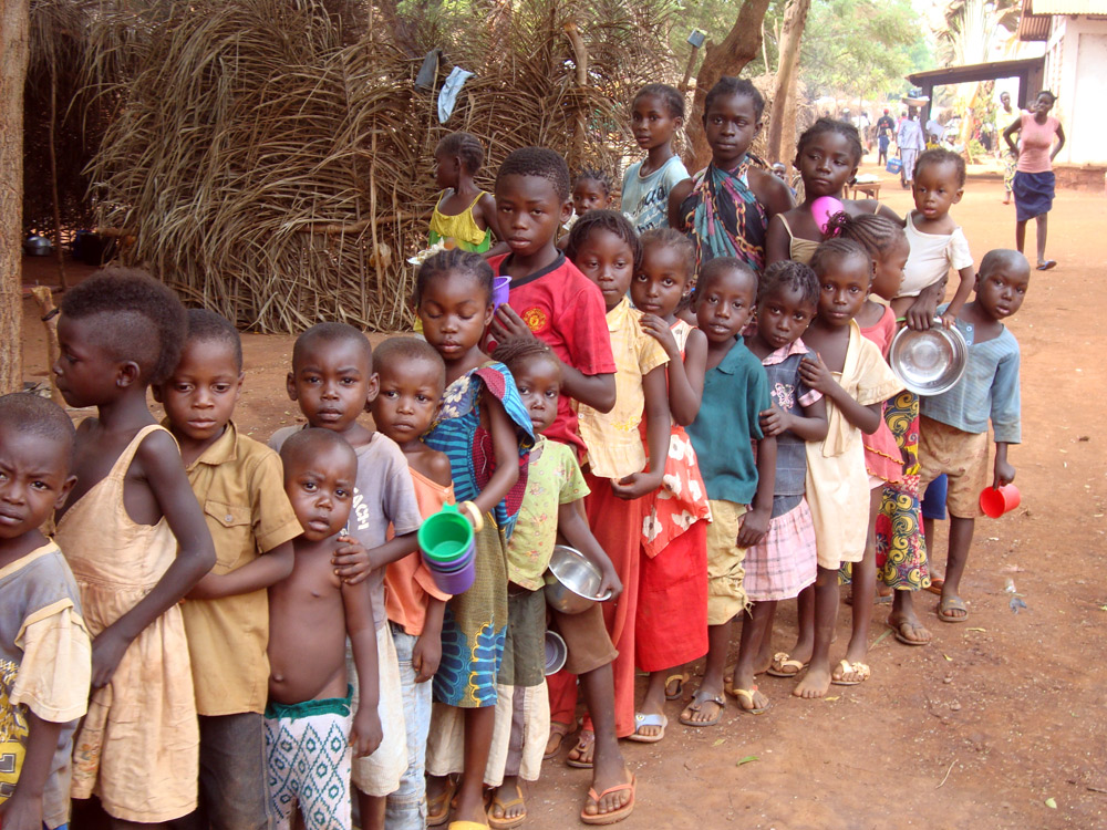 Children in a refugee camp in Bangui