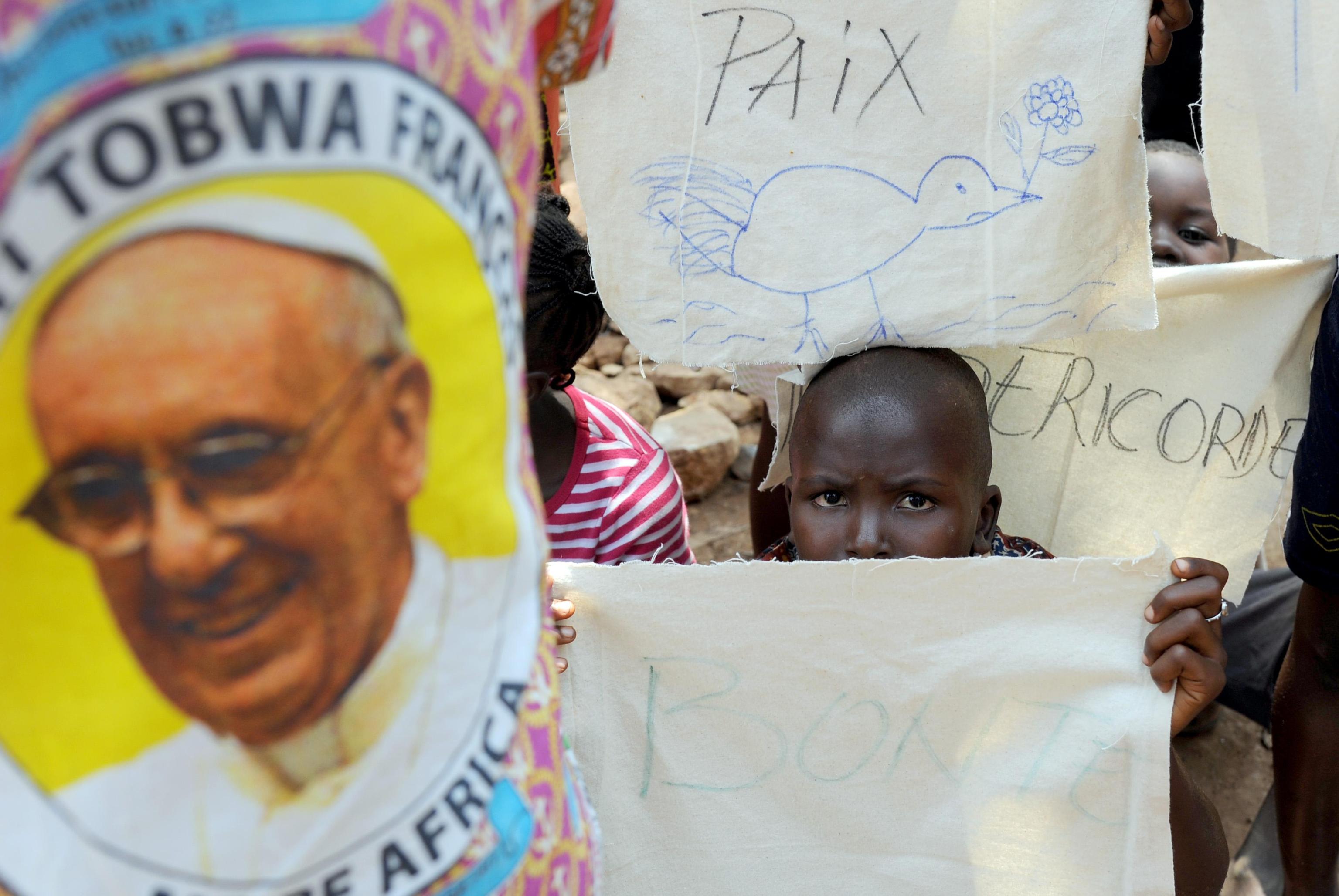 Pope Francis visits the refugee camp of Saint-Sauveur in Bangui