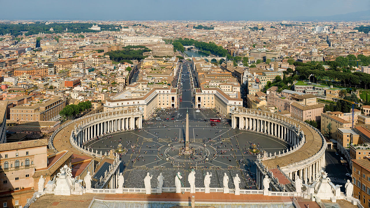 View of St Peter's square from the Dome of St. Peter's Basilica