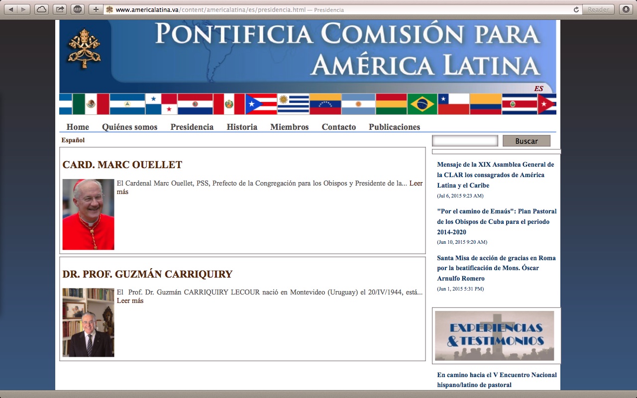 Web of Pontifical Commission for Latin America - Pontificia Comisión para América Latina