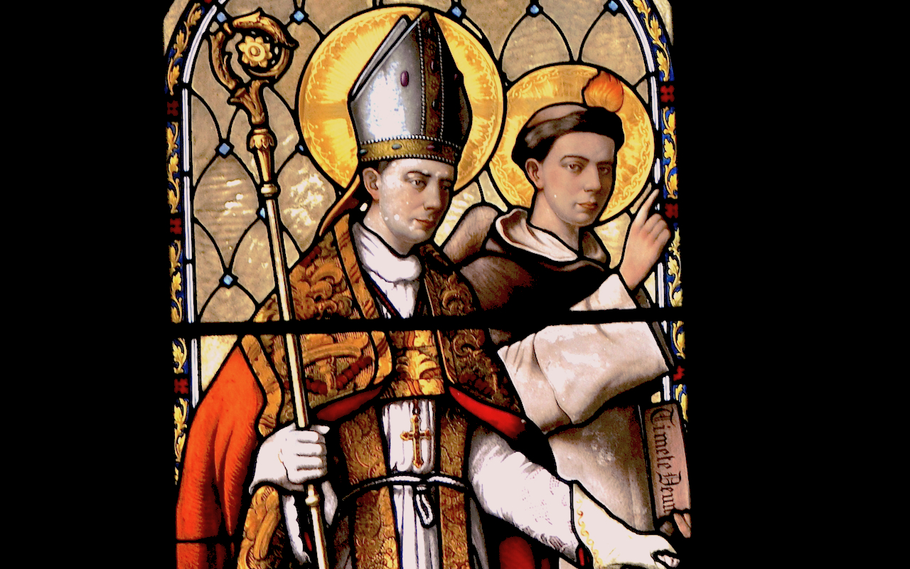 St. Thomas of Villanova and S. Francisco Ferrer - San Tomas de Villanueva y san Francisco Ferrer - vitral in the church of San Gioacchino in Prati