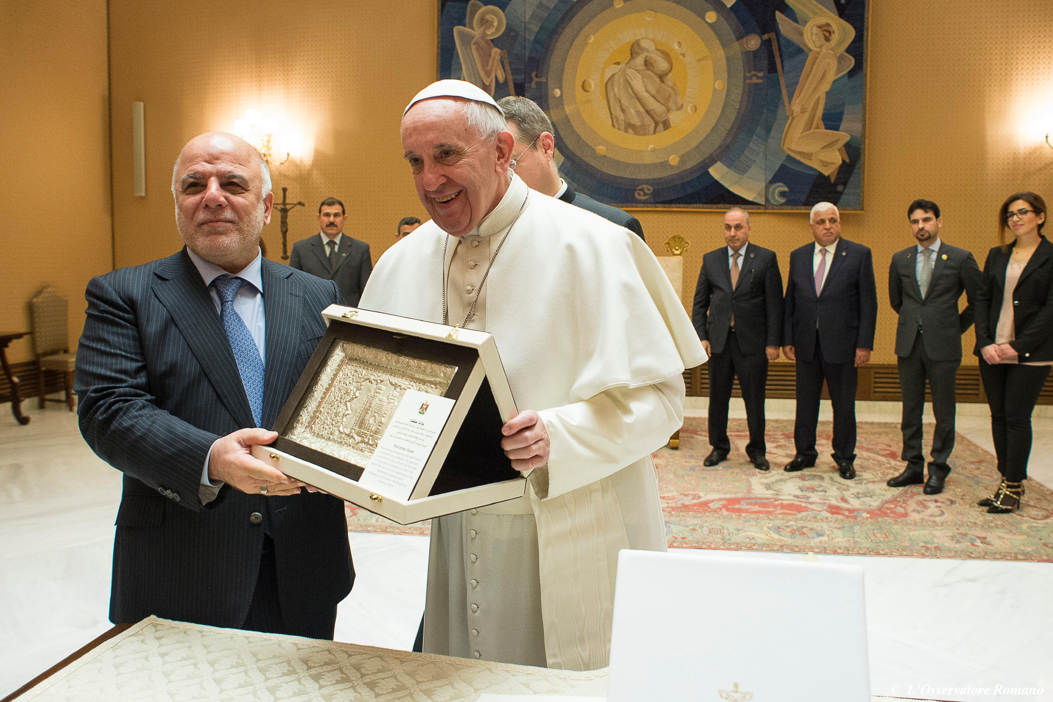 El Papa con el primer ministro de Irak