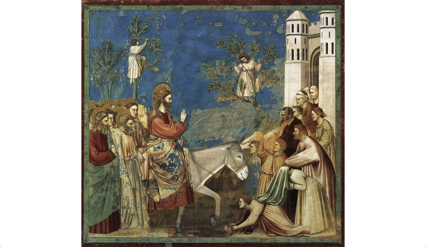 Entrada triunfal de Jesucristo en Jerusalén, pintada por Giotto.