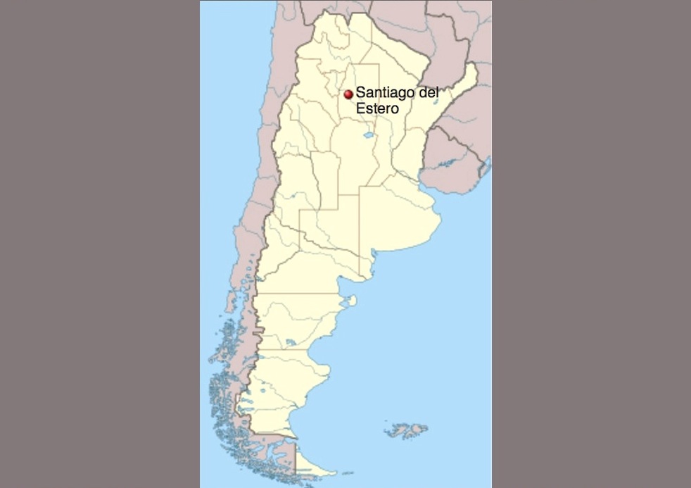 Ubicación de la ciudad argentina de Santiago del Estero