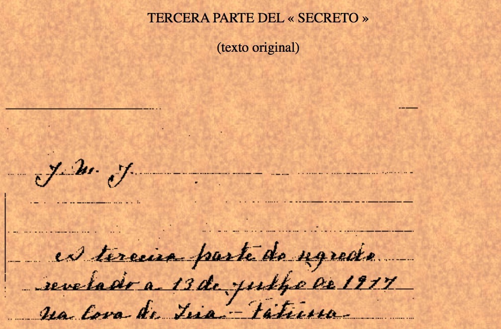 Manuscrito del Mensaje de Fátima