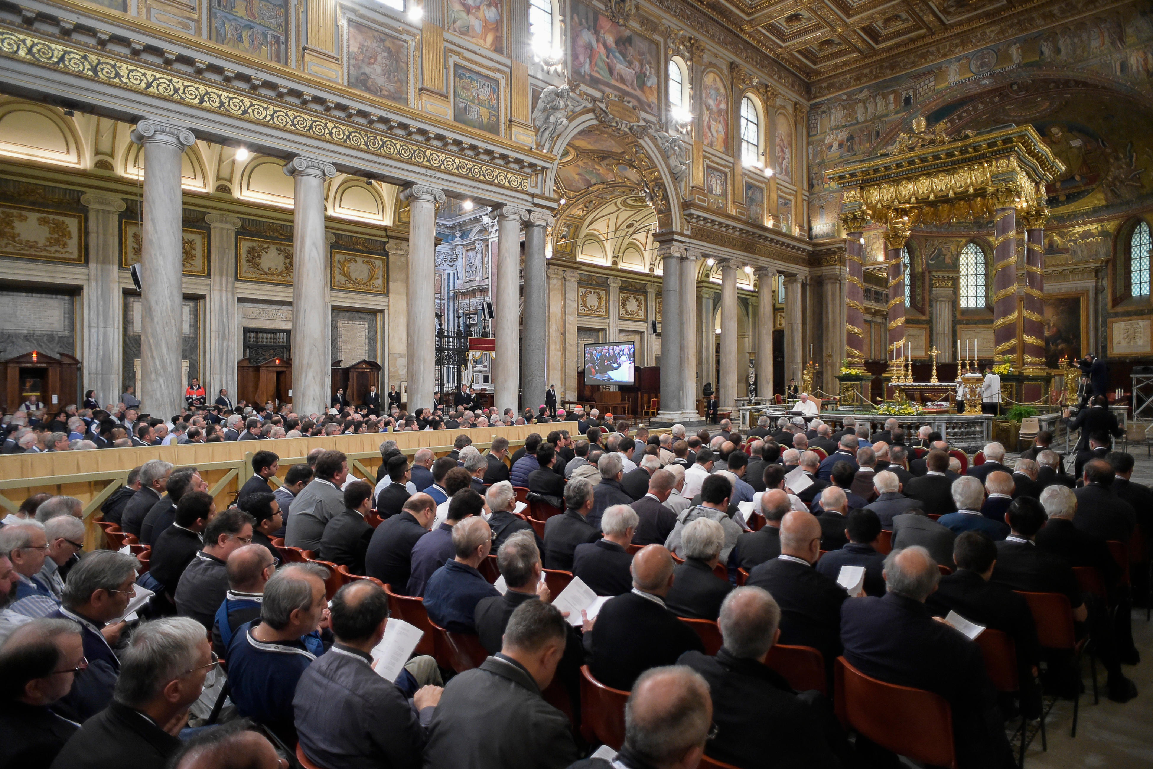 El Papa en Santa María la Mayor durante la predicación en el Jubileo de los Sacerdotes (Foto ©Osservatore Romano)