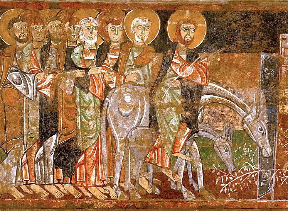 Entrada de Cristo en Jerusalén, fresco de San Baudelio de Berlanga.