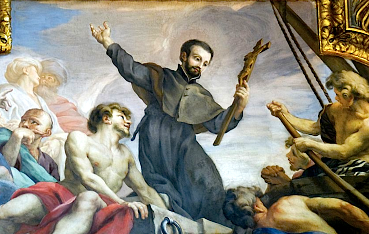 Pintura de san Francisco Javier, en la capilla a él dedicada en la Iglesia del Gesú, en Roma