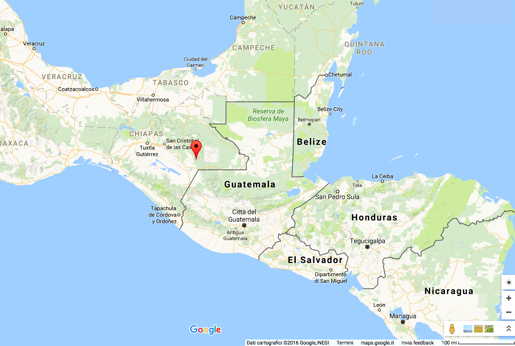 Ubicación del estado del Chiapas (Google maps)