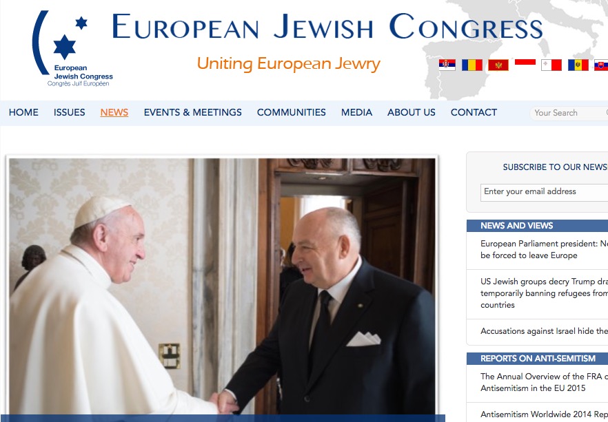La web del Congreso europeo judío da noticia del encuentro