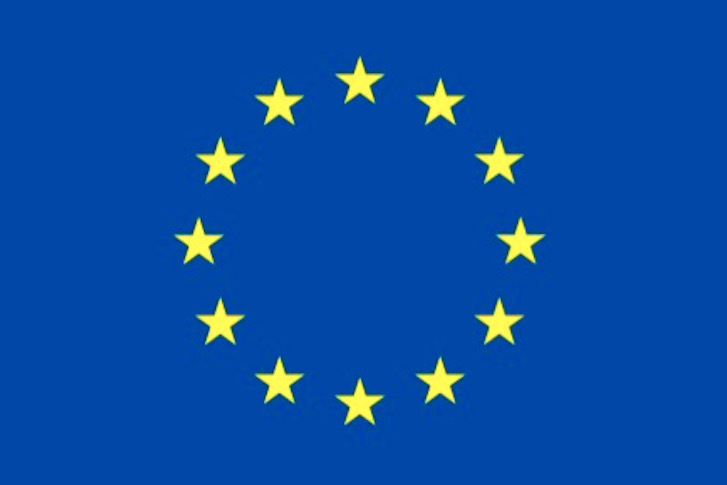La bandera de la UE con sus 12 estrellas