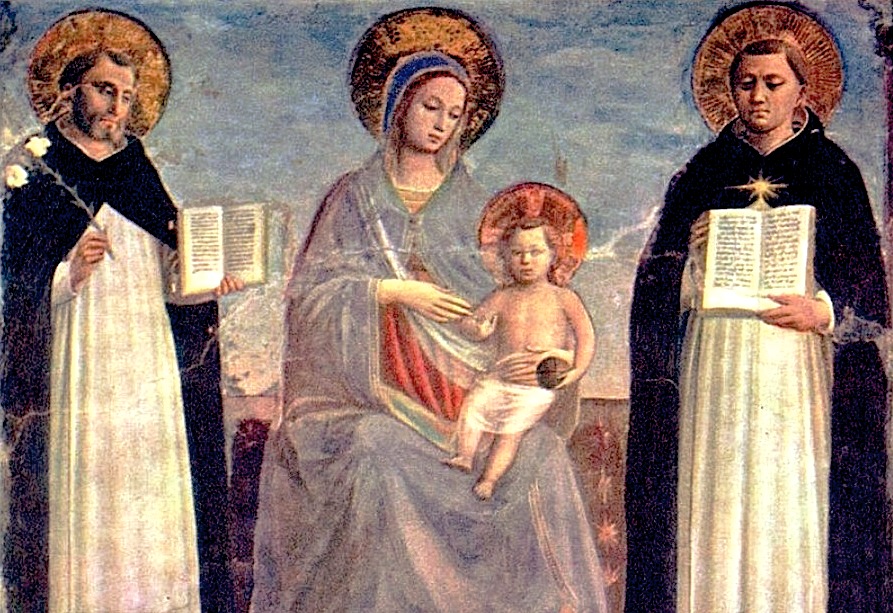 María con santo Domingo y santo Tomás de Aquino, por Fra Angélico, 1420. Rusia Wiki commons