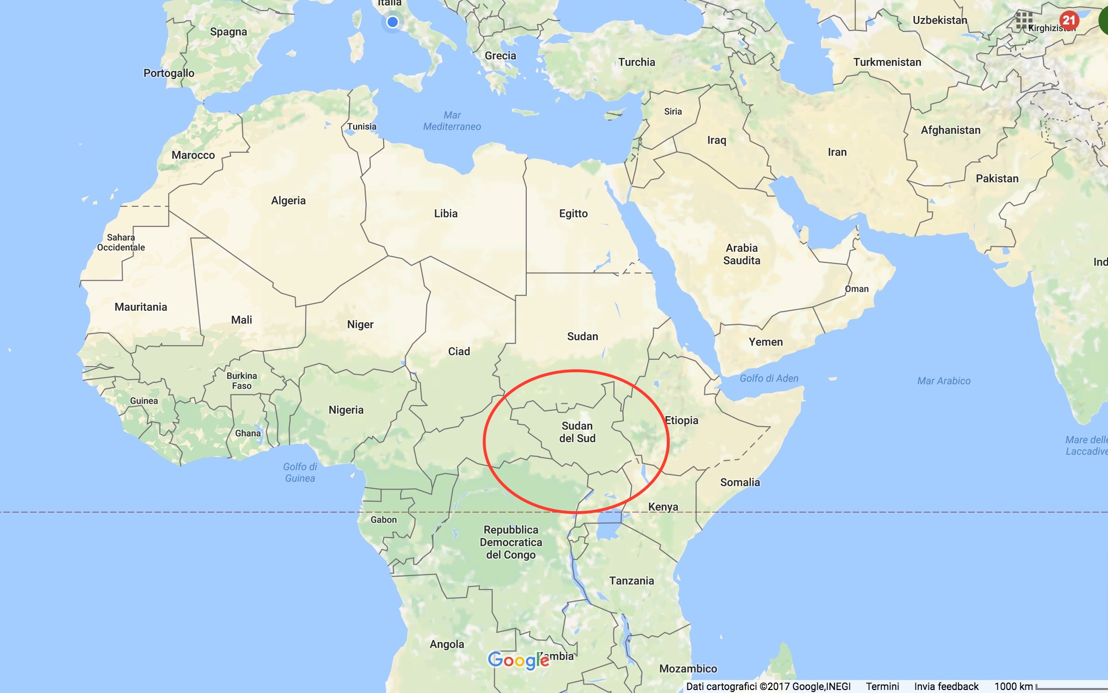 Sudan del Sur (Google Maps)