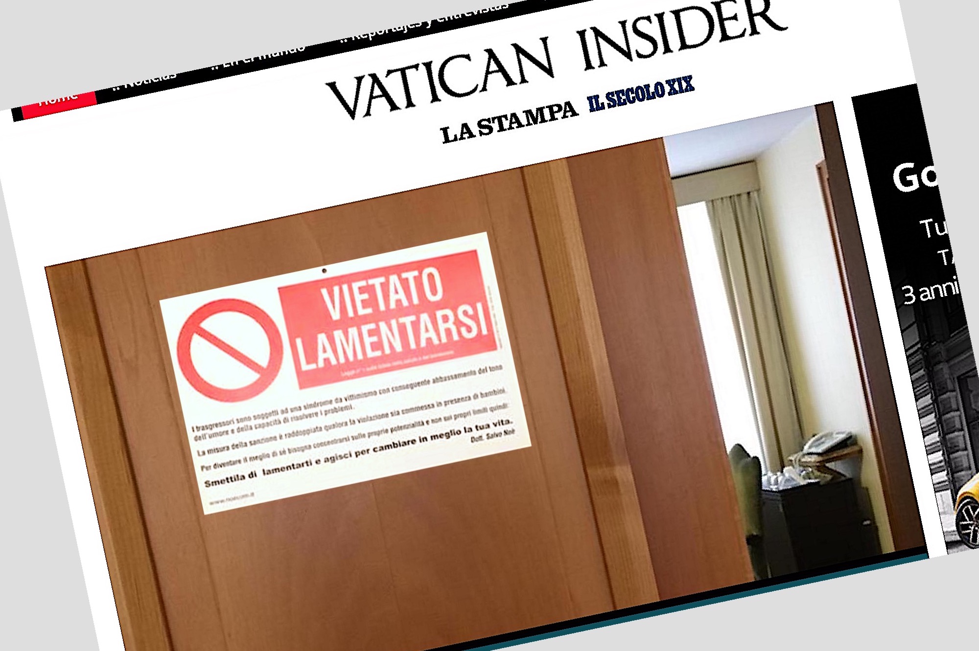 La foto en la web Vatican Insider del diario italiano La Stampa