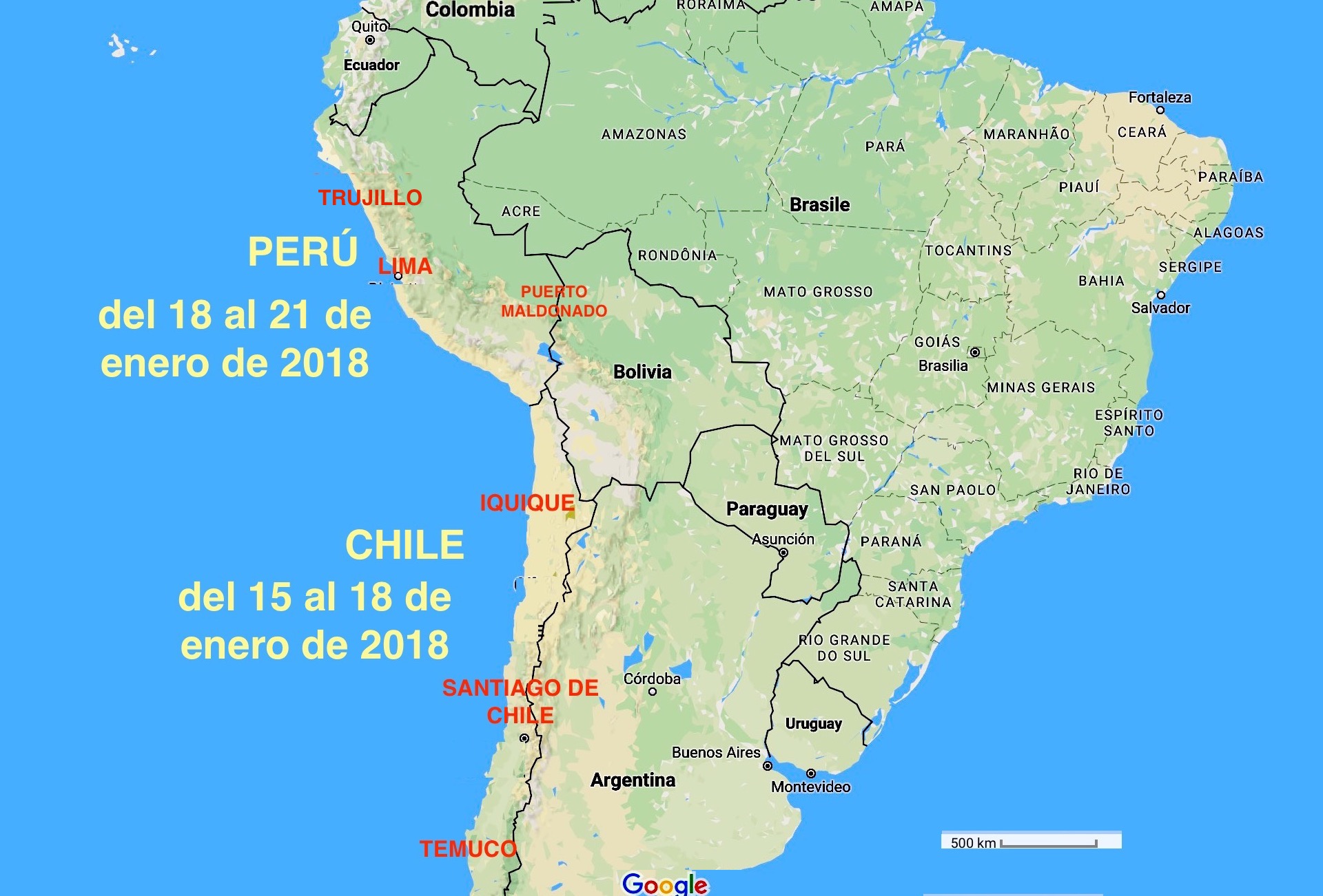 Viaje del Papa a Chile y Perú