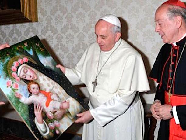 El Papa Francisco con la imagen de la santa peruana © peru.com