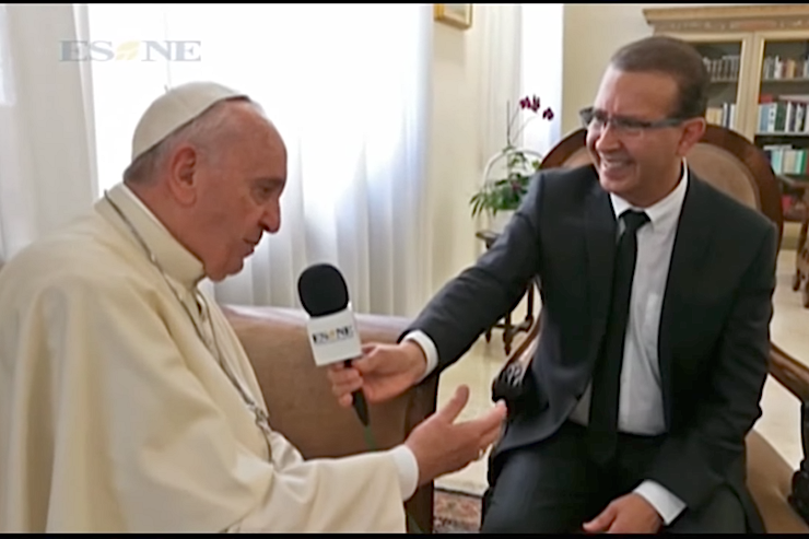 Noel Diaz entrevistó al papa Francisco en noviembre de 2016. Captura de pantalla ESNE