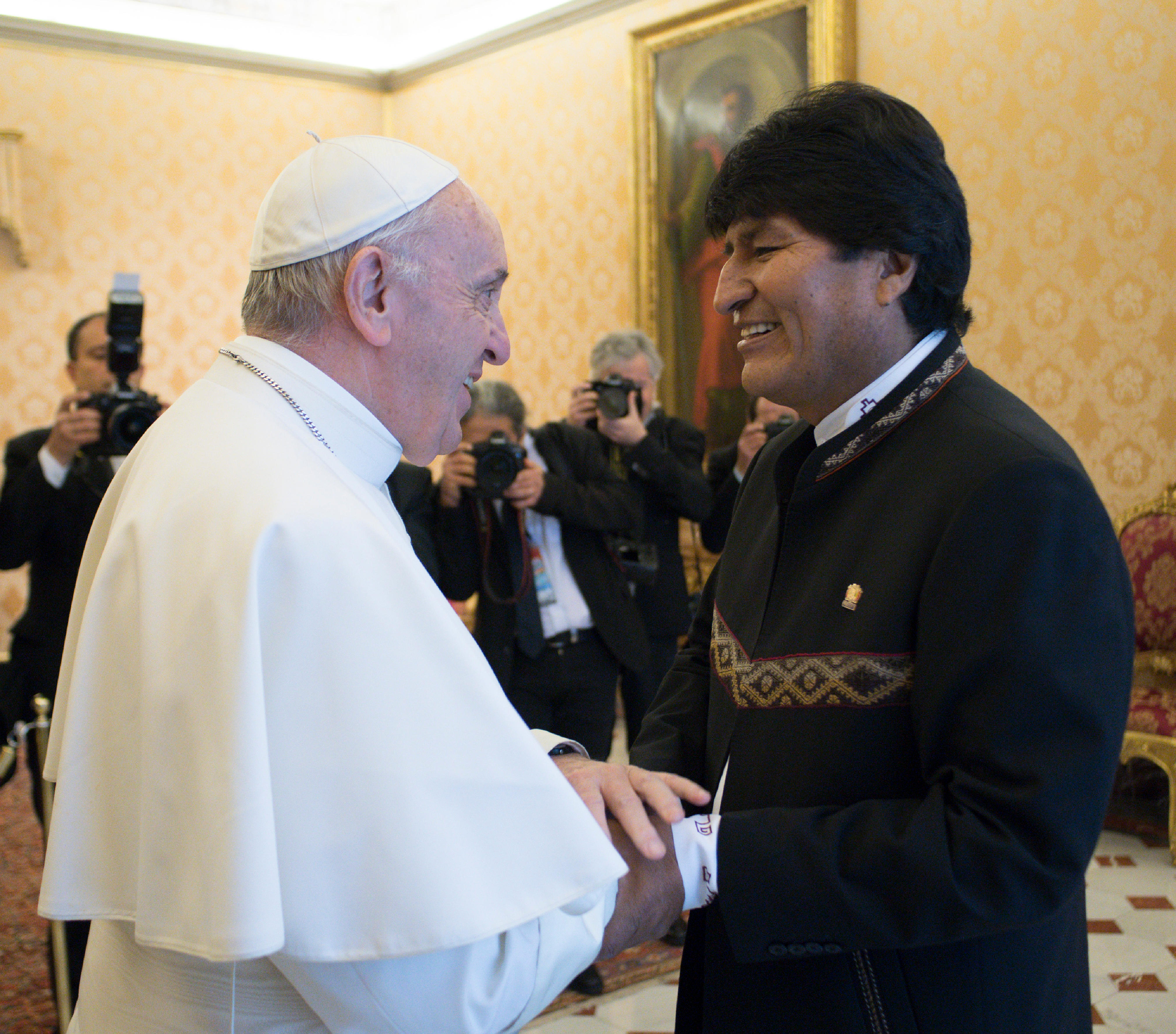 El Santo Padre con el presidente de Bolivia © L'Osservatore Romano