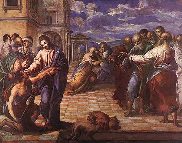 Curación de un ciego de nacimiento, el Greco. Wikimedia Commons