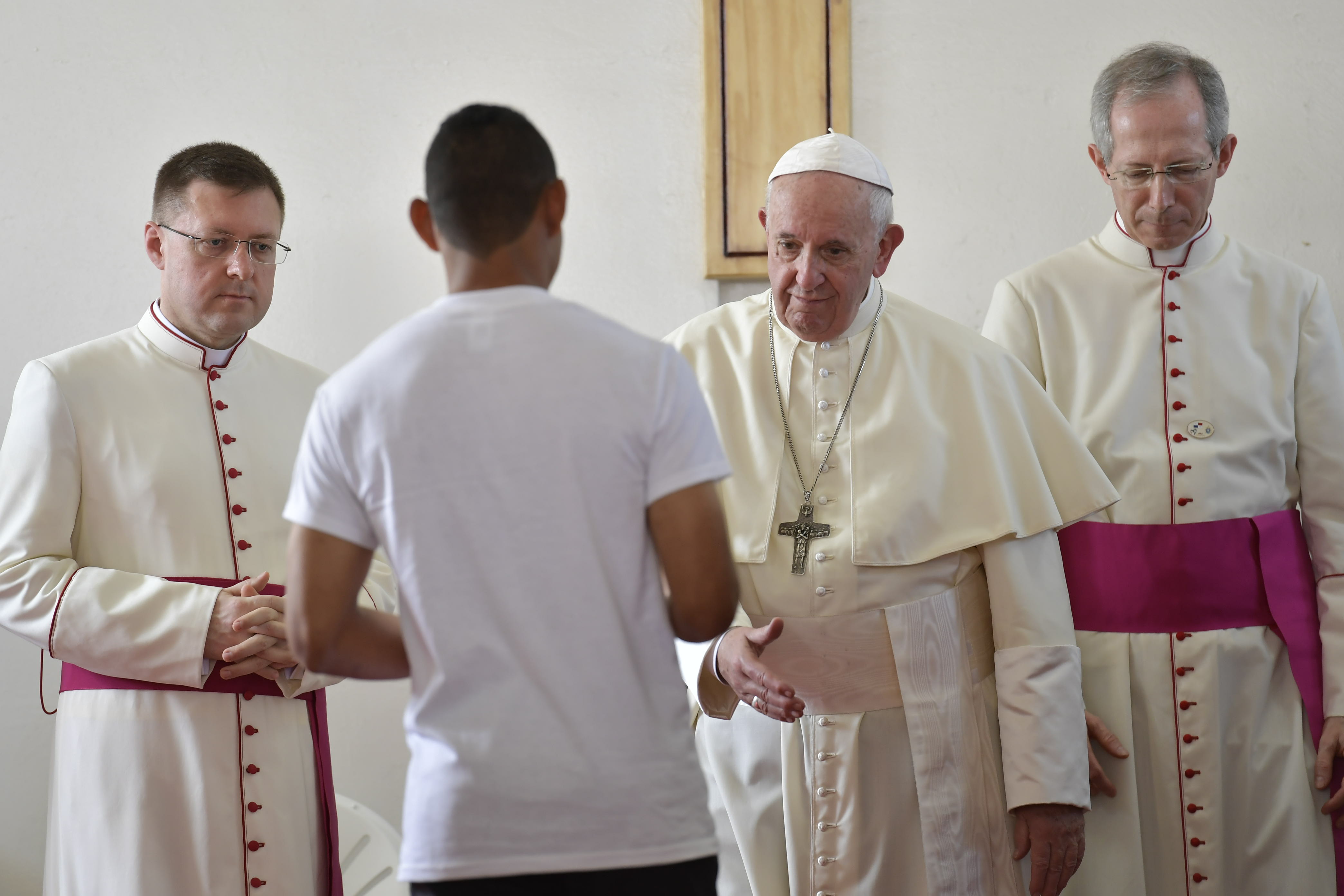 El Papa en el Centro de Cumplimiento de Menores Las Garzas, de Pacora, Panamá © Vatican Media